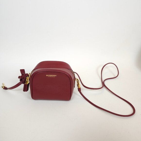 Burberry Cube Micro CB Smooth Mini Bag Red Leather Gold Lock & Key Italy - Picture 1 of 15